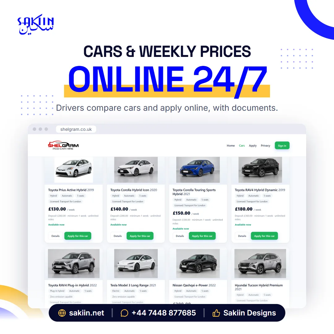 Drivers choose a car and apply online