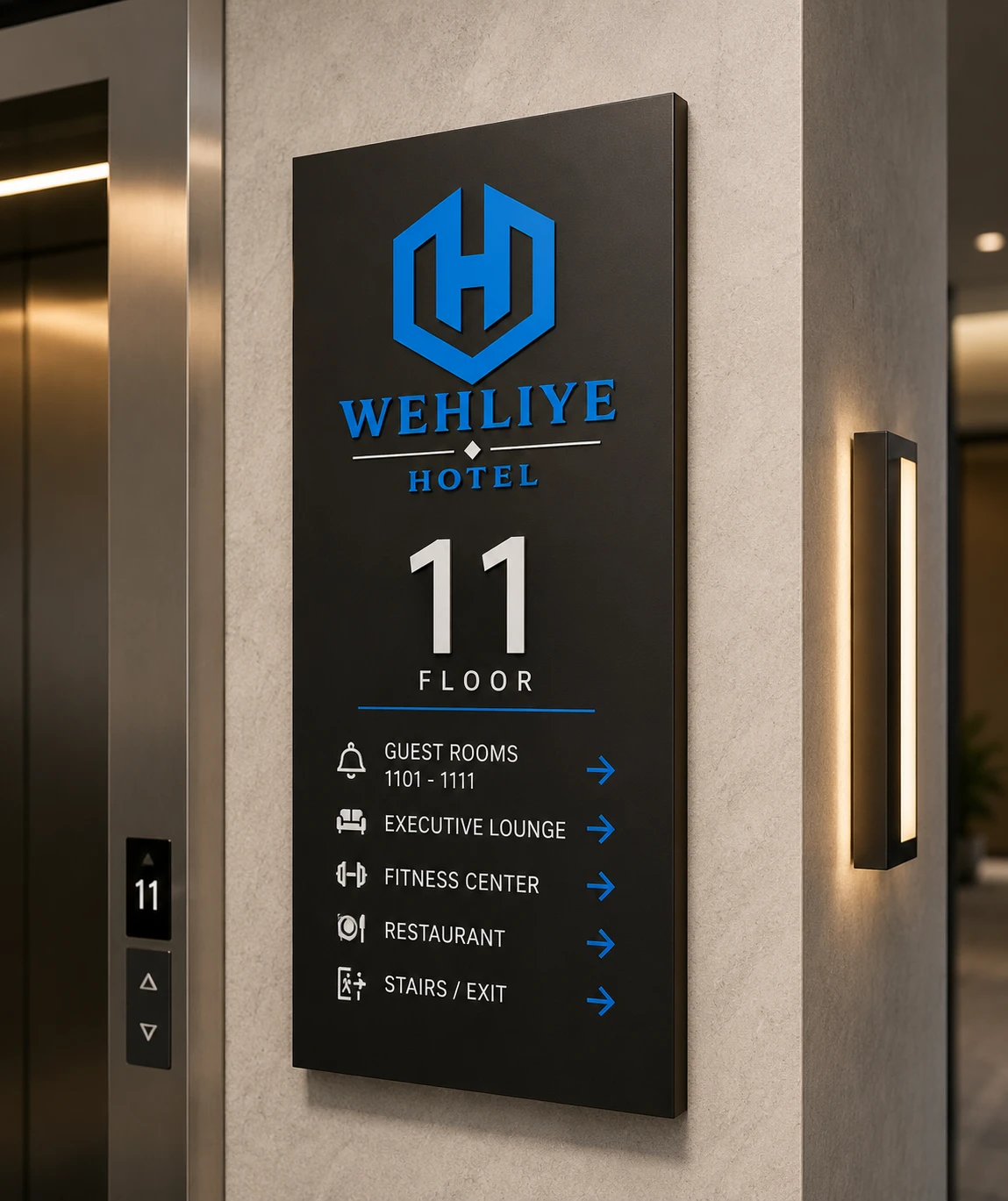 Wehliye Hotel identity and signage