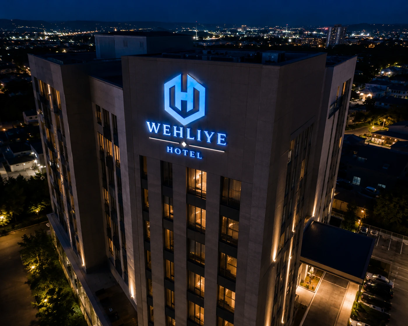 Wehliye Hotel identity and signage