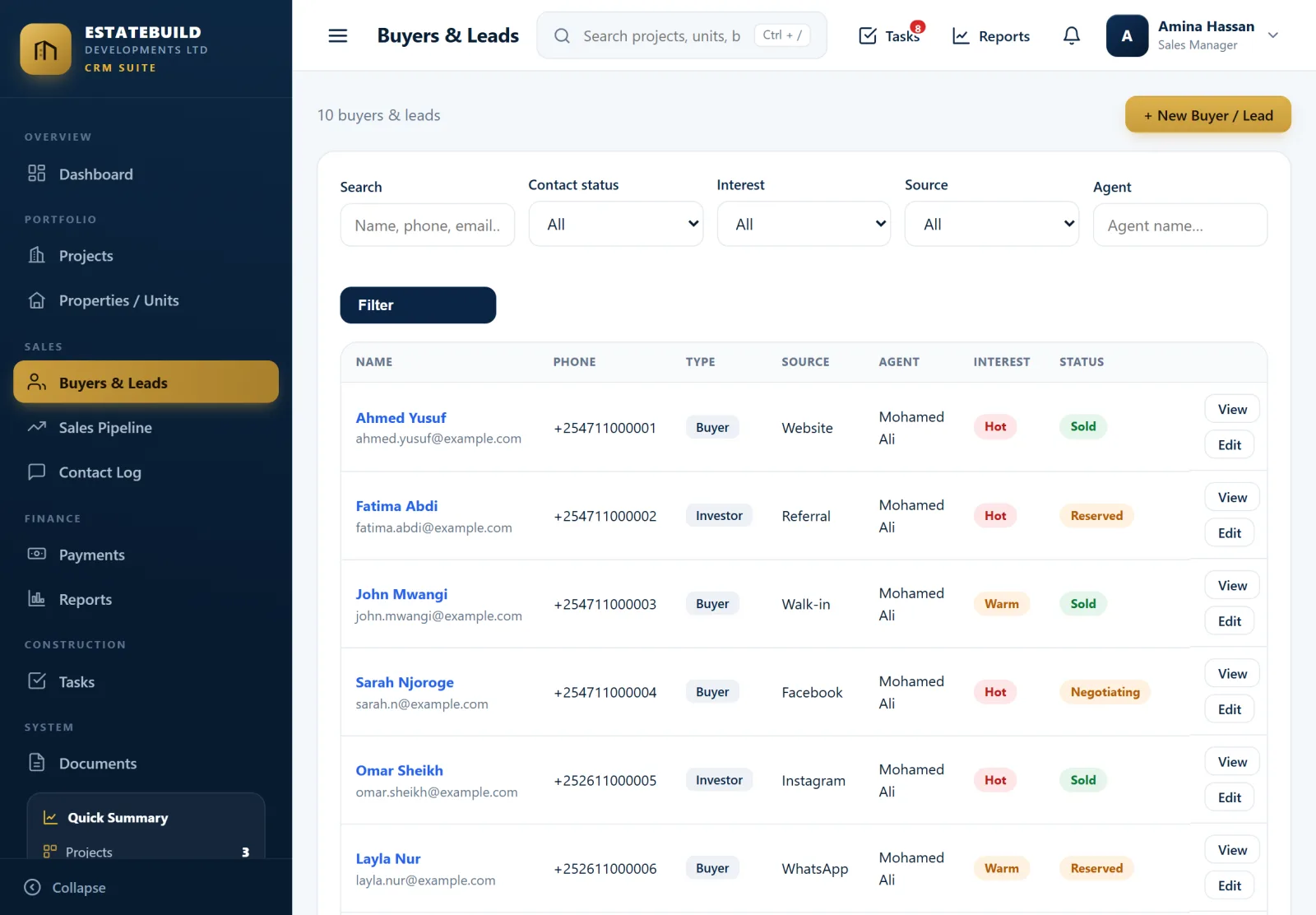 EstateBuild CRM: Real Estate Developers