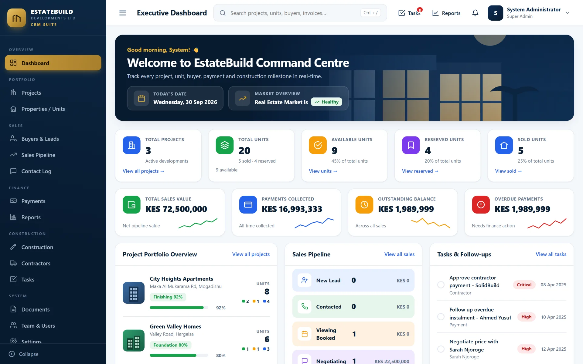 EstateBuild CRM: Real Estate Developers
