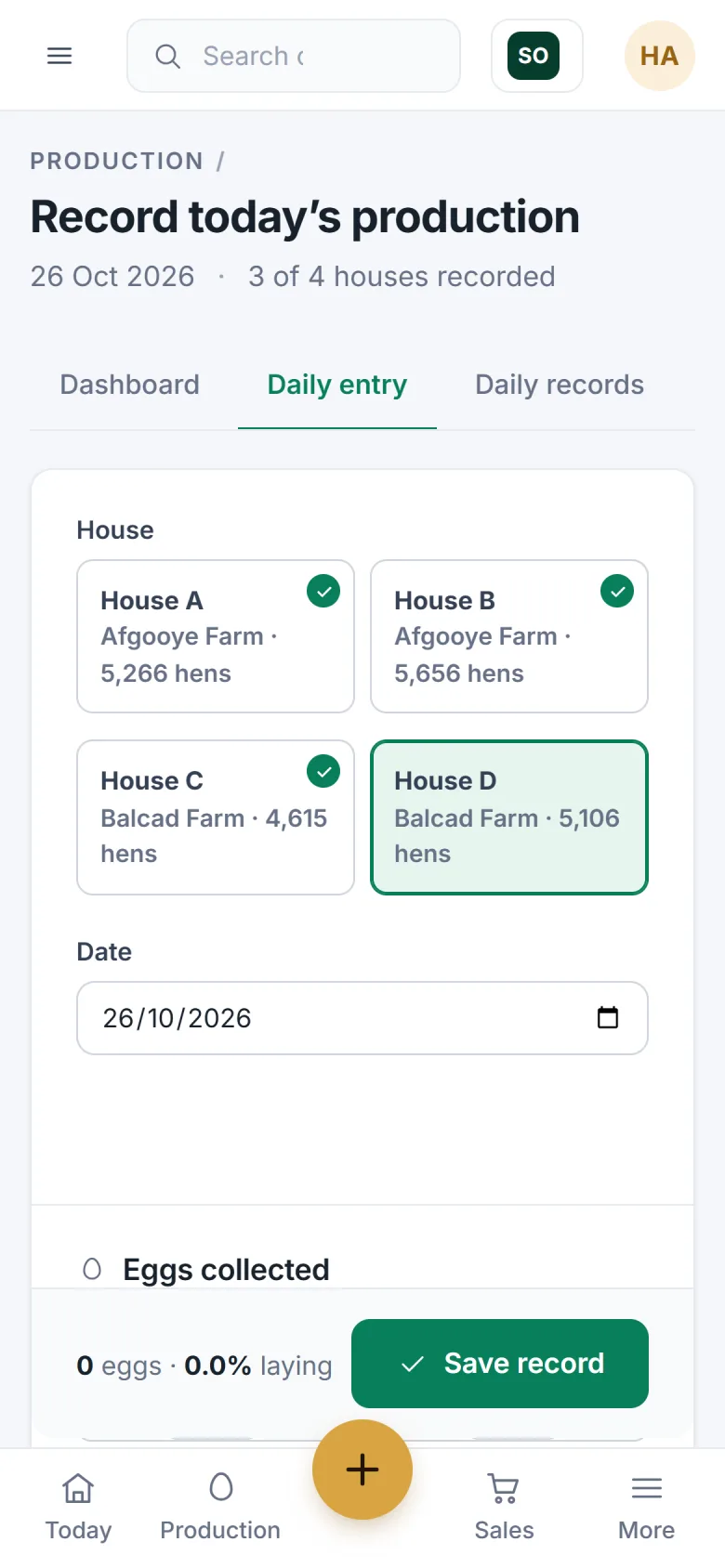 Daily entry on the phone