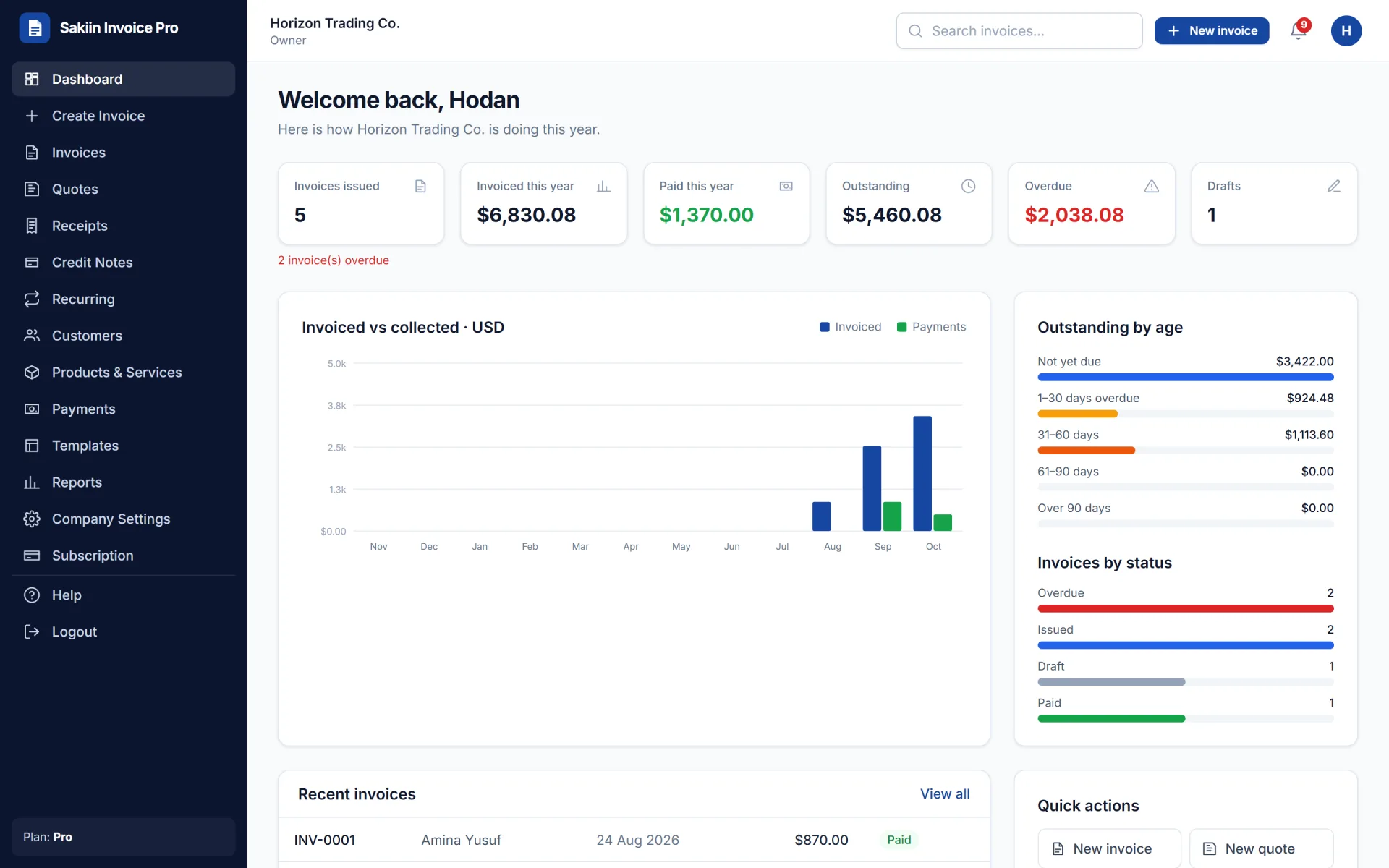 Sakiin Invoice Pro: Online Invoicing