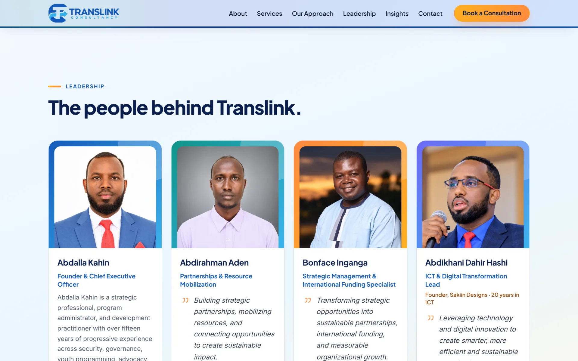 Leadership profiles with photos